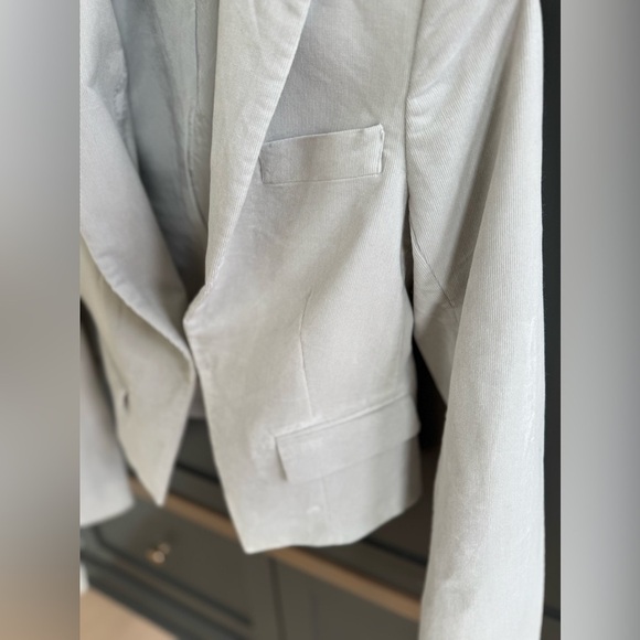Theory Luxe Light Grey Mini Rib Corduroy Blazer • S - Picture 5 of 9